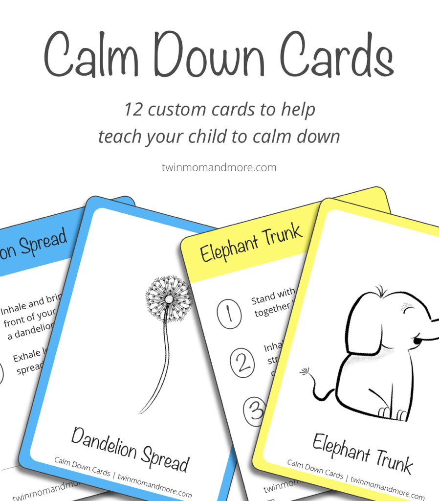 Calm Down Cards for Young Children worksheet 18 for emotional regulation practice Printable Calm Down Cards worksheet for Pre-K children featuring strategies to manage big feelings