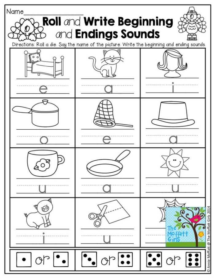 End Sounds Worksheet 5 for Preschoolers Learning Phonetics Pre-K student worksheet focusing on identifying the final sounds of images