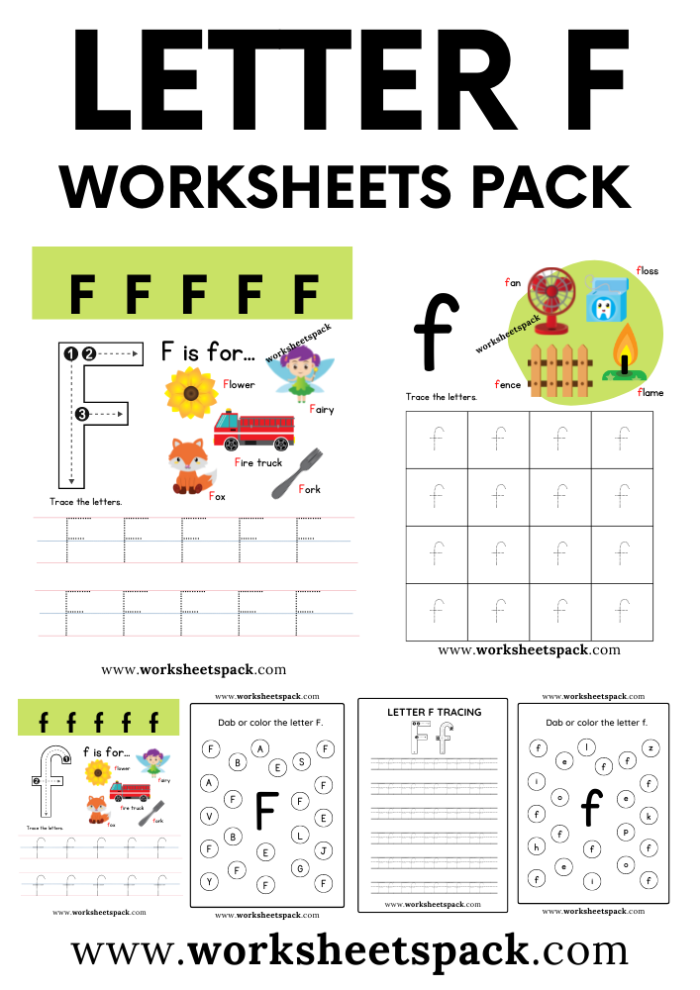 Colorful "F Is For..." worksheet designed for preschoolers to explore figurative language while learning about the letter F