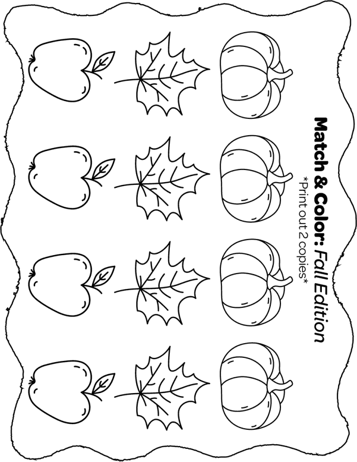 Colorful leaf rubbings on a worksheet designed for Pre-K students to learn about fall and the seasons