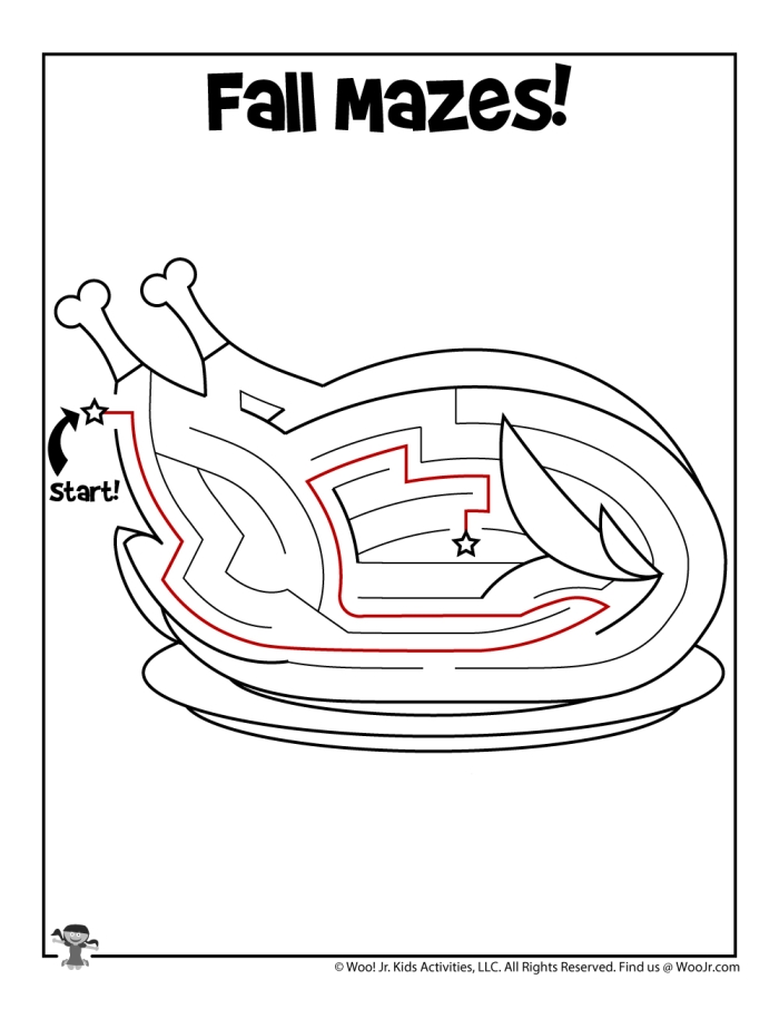 Pre-K fall maze worksheet featuring a pumpkin patch path to solve