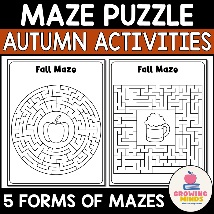 Colorful Fall Maze worksheet with pumpkins for Pre-K kids