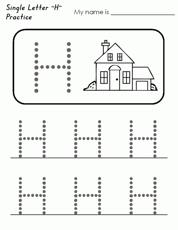 Practice Tracing the Letter H worksheet for Pre-K children to enhance writing skills Kids practicing their fine motor skills by tracing the letter H on a prekindergarten worksheet