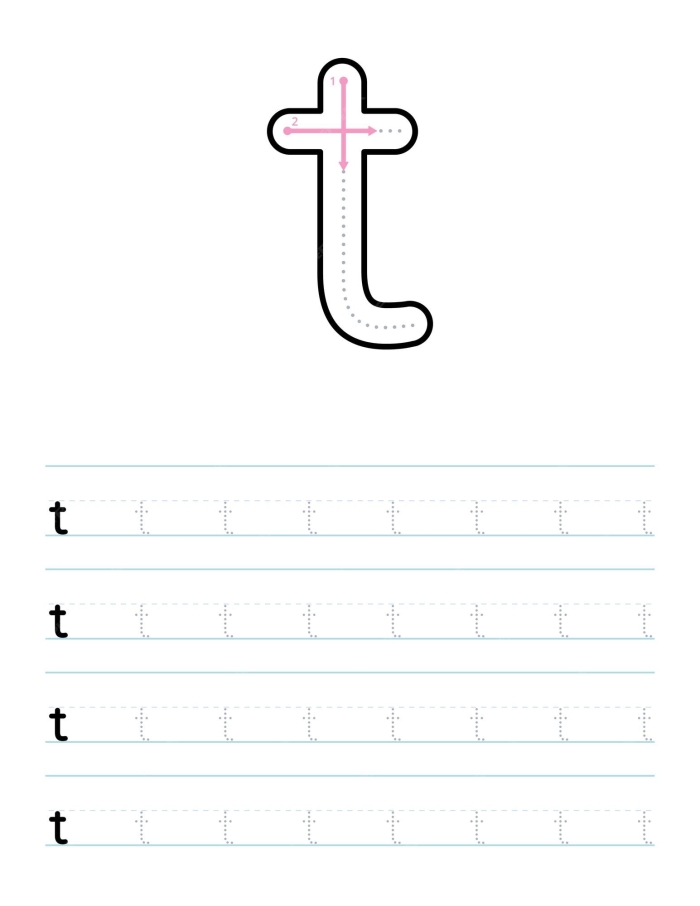Worksheet image for tracing the letter T in a fun and engaging way for young learners Practice Tracing the Letter T worksheet for Pre-K students focusing on fine motor skills