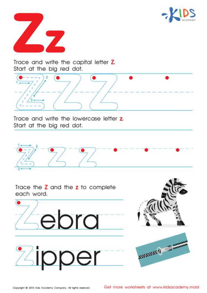 Kids practicing tracing the letter Z on a prekindergarten worksheet for fine motor skill development