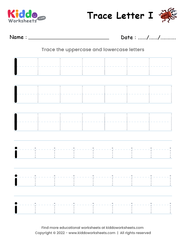 Geography worksheet for Pre-K Worksheet for tracing the letter I, designed for pre-K children to enhance fine motor skills. Practice Tracing the Letter I worksheet for preschool learners.