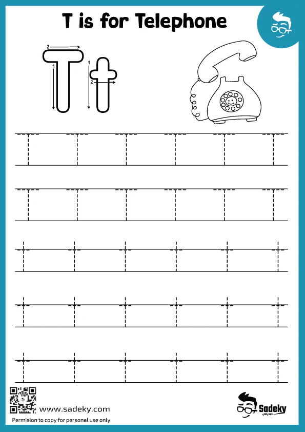 Writing worksheet for Pre-K Worksheet for practicing tracing the letter T, designed for Pre-K children to enhance fine motor skills. Practice Tracing the Letter T worksheet for early writing development.