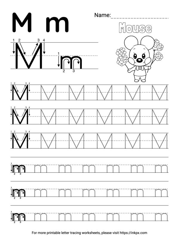 Worksheet image illustrating how to trace the letter M for young learners Practice Tracing the Letter M worksheet for Pre-K kids focusing on fine motor skills