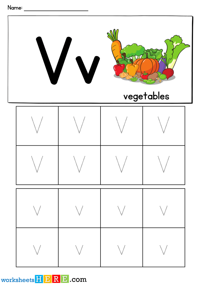 Tracing the Letter V worksheet for prekindergarten students Kids practicing tracing the letter V on a pre-K worksheet to enhance fine motor skills
