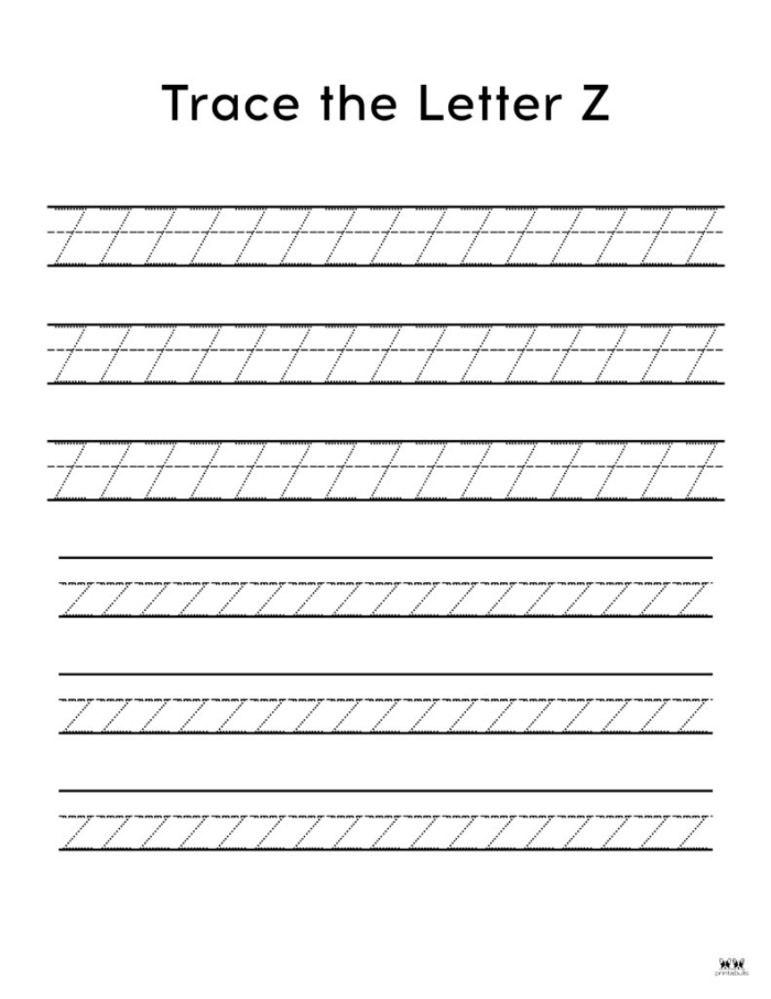 Practice Tracing the Letter Z worksheet for Pre-K children focusing on fine motor skills