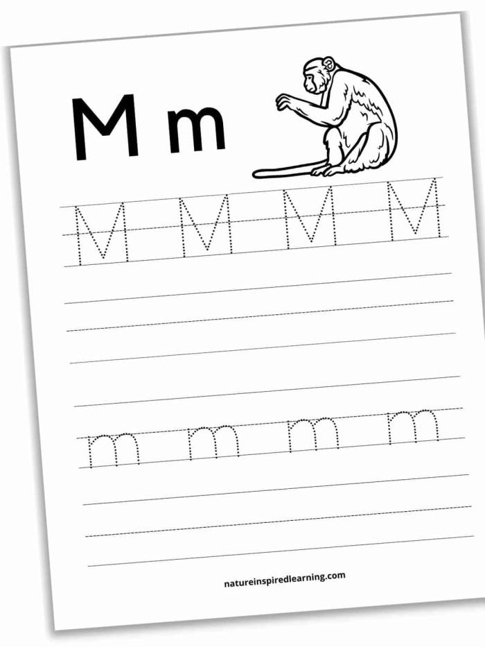 Prekindergarten worksheet for tracing the letter M with engaging activities Kids practicing tracing the letter M on a pre-K worksheet to enhance fine motor skills