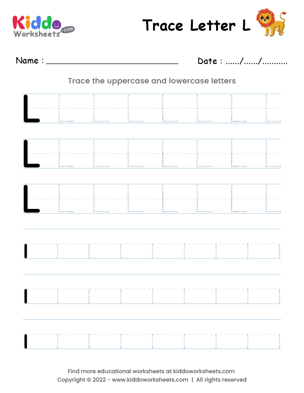 Kids practicing tracing the letter L on a prekindergarten worksheet to improve fine motor skills