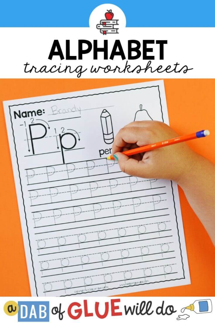 Tracing letters worksheet designed for pre-K fine motor skills practice