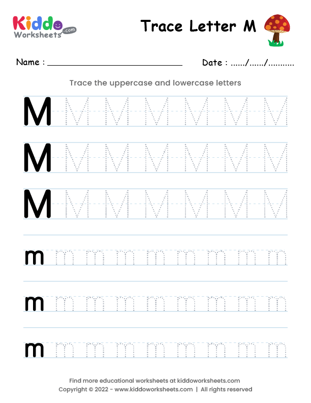 Engaging Pre-K activity for tracing the letter M and developing writing skills Worksheet for practicing tracing the letter M to enhance fine motor skills in pre-K children