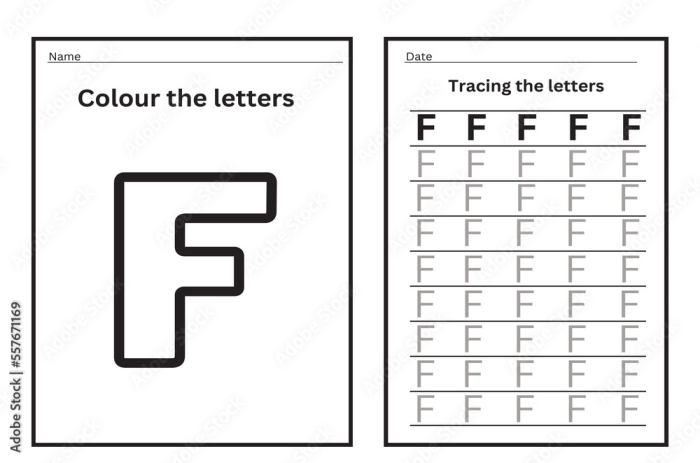 Practice Tracing the Letter F Worksheet for Pre-K Learners Children practicing tracing the letter F on a prekindergarten worksheet to develop fine motor skills