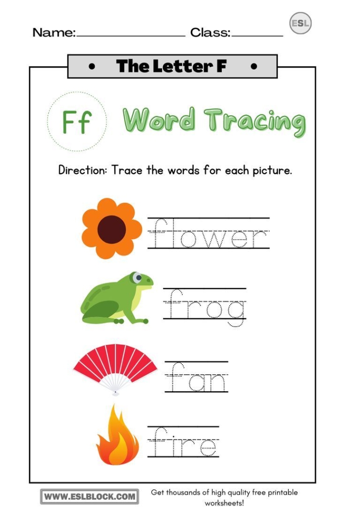 Practice Tracing the Letter F worksheet for preschoolers to enhance writing skills Kids practicing tracing the letter F on a worksheet designed for pre-K fine motor skills development