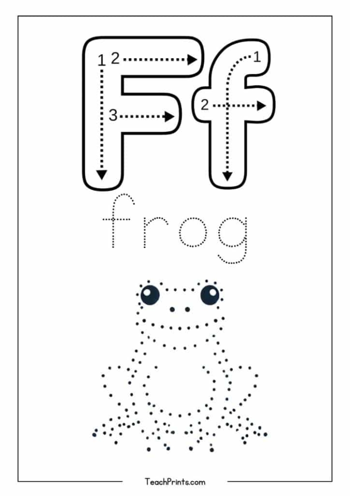Reading worksheet for Pre-K Practice Tracing the Letter F worksheet for pre-K children, focusing on letter formation and fine motor skills. Engaging activity for preschoolers to trace lines and the letter F.