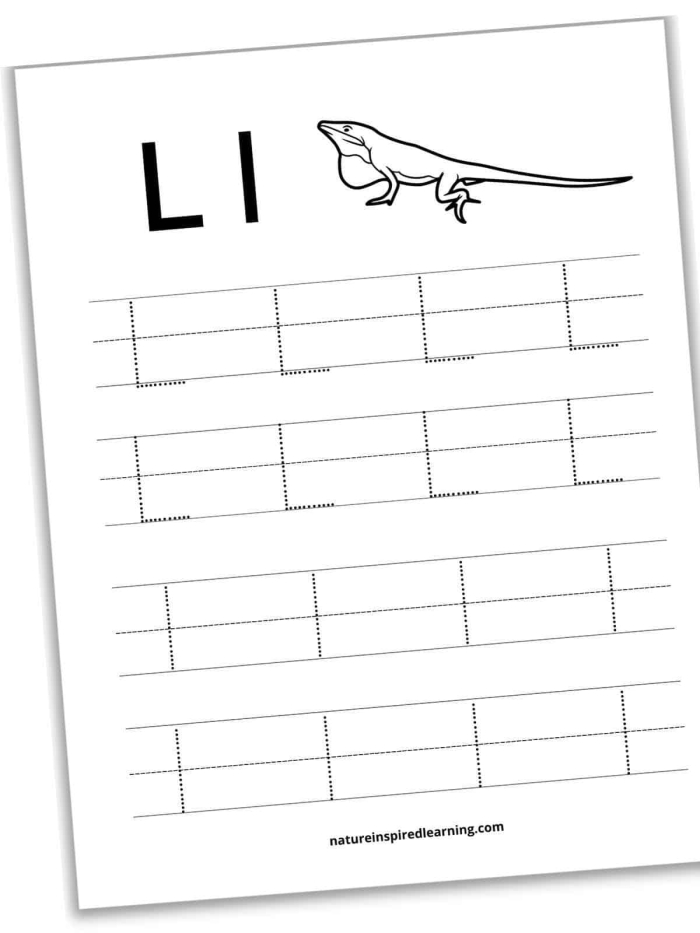 Worksheet for practicing tracing the letter L to enhance fine motor skills in pre-K children