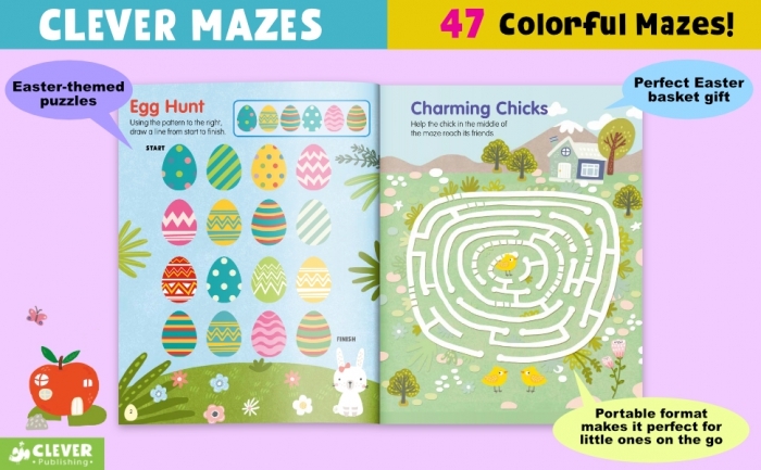 Preschool student solving an Easter egg themed maze puzzle for fraction practice