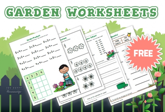Pre-K geometry worksheet featuring garden fruits for cutting and planting practice