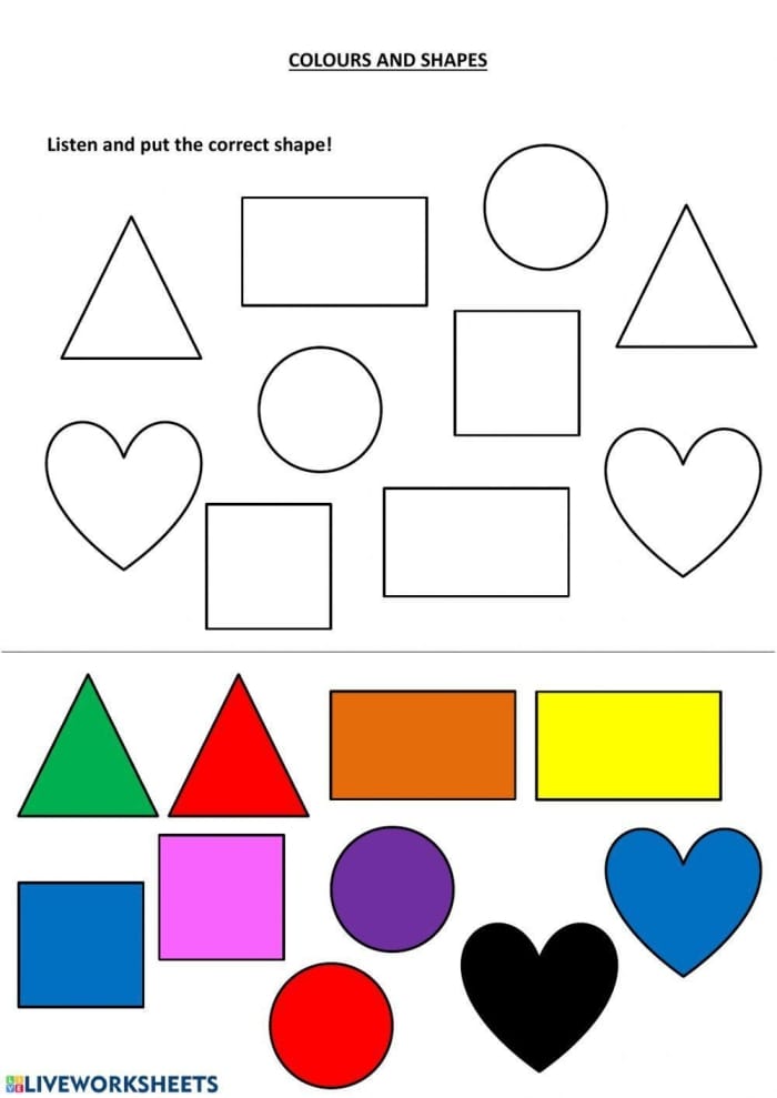 Colorful worksheet for tracing and coloring various shapes designed for Pre-K children. Engaging Trace and Color Shapes activity for young learners in geometry.