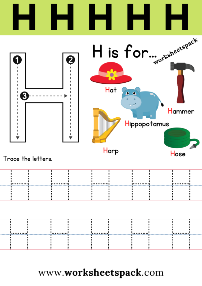 Engaging Letter H activity for preschool and kindergarten students Worksheet featuring words that begin with the letter H for young learners