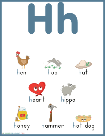 Pre-K phonics worksheet for identifying objects that begin with the letter H