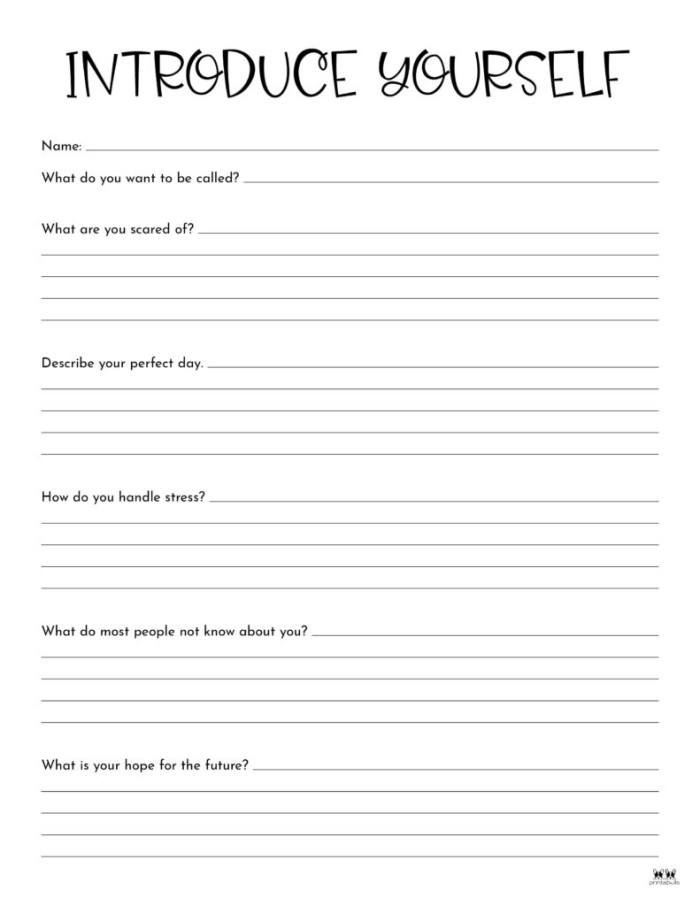 Printable All About Me writing activity for young learners 10 Colorful All About Me Report worksheet for Pre-K handwriting practice