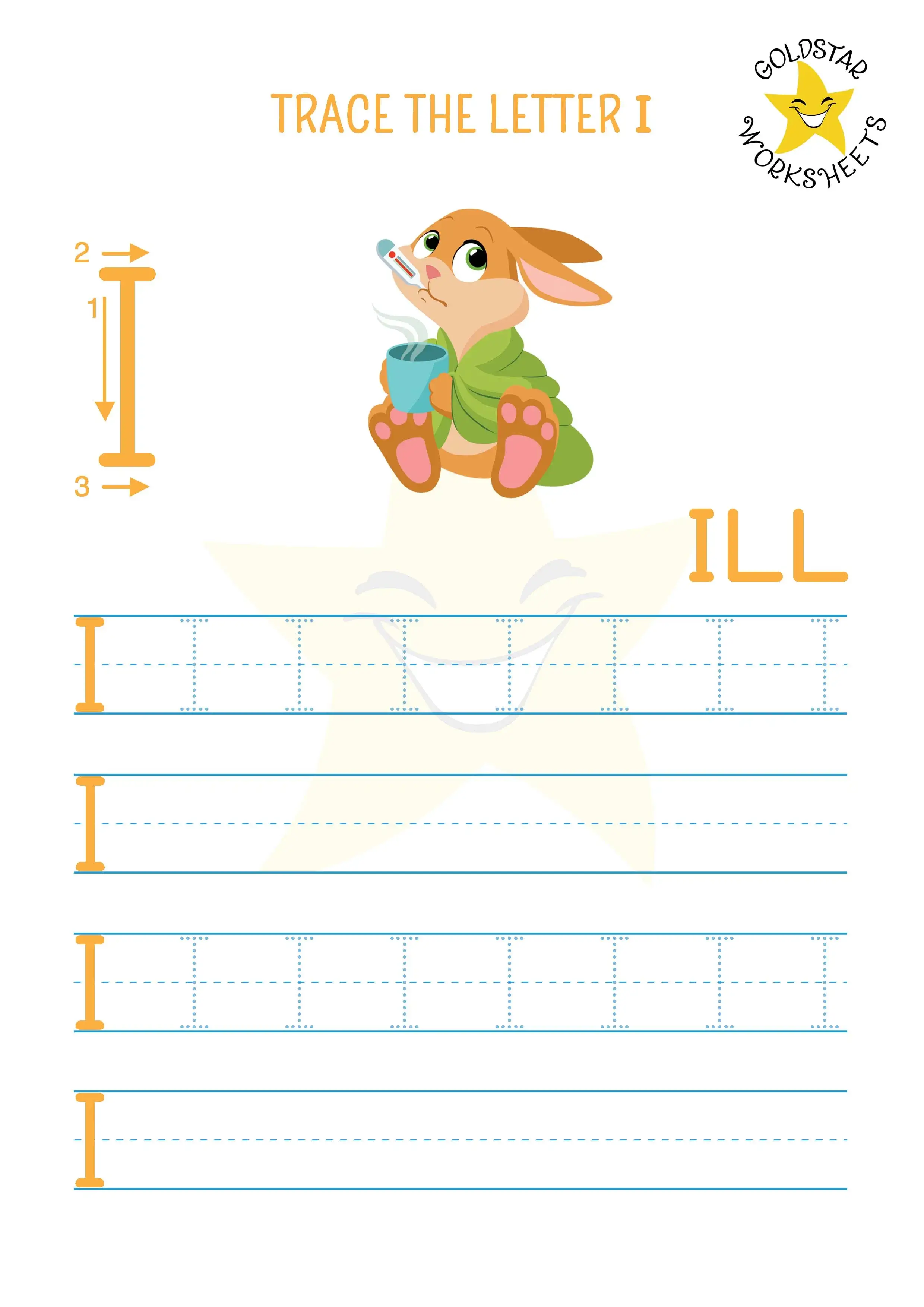 Tracing letters I, H, and T on a worksheet designed for pre-K students to develop handwriting skills