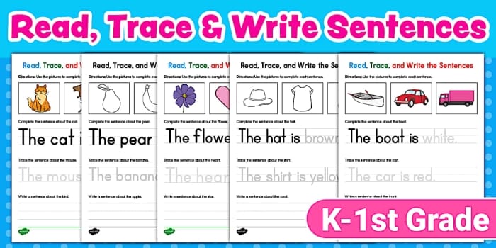 Pre-K student working on a handwriting practice page to trace the sentences