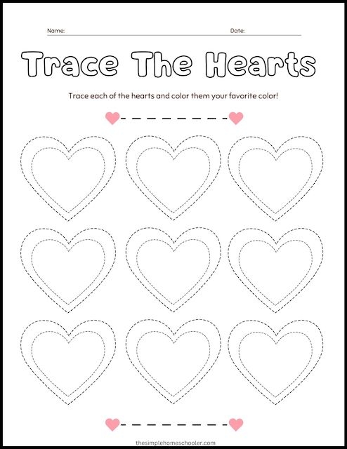 Trace the Heart Worksheet for Pre-K Science Lesson 4 Pre-K student tracing and coloring a heart shape on a life science worksheet