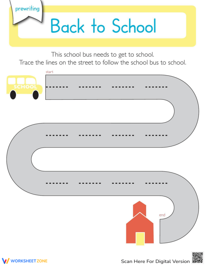Pre-K student tracing horizontal lines on a printable fine motor skills worksheet