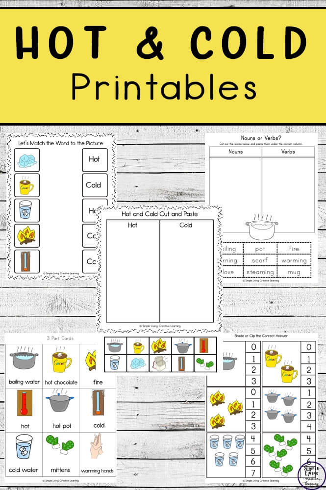 Hot or Cold Classifying Worksheet for Preschoolers Number 7 Pre-K student worksheet for classifying nine different objects as either hot or cold by cutting and pasting.