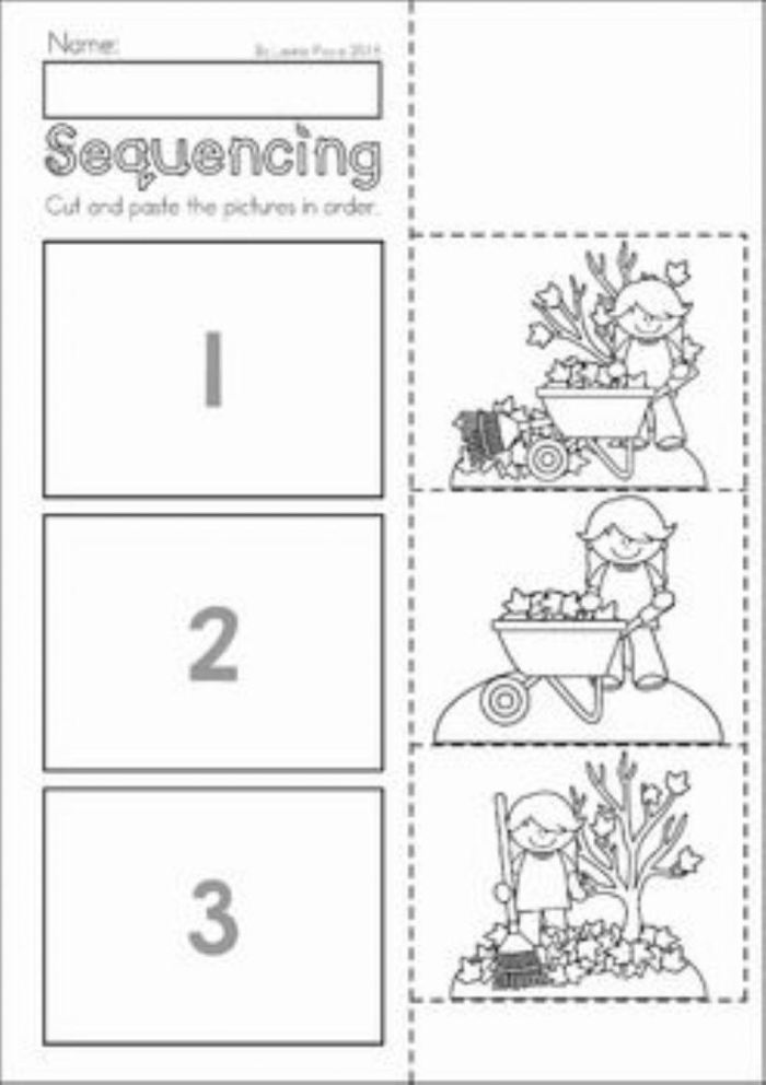 Children showcasing their sequencing abilities in a Pre-K handwriting assessment worksheet
