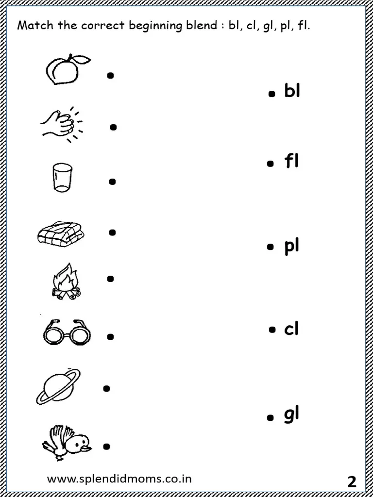 Blend at the Beginning worksheet for Pre-K students to practice initial sounds and blends