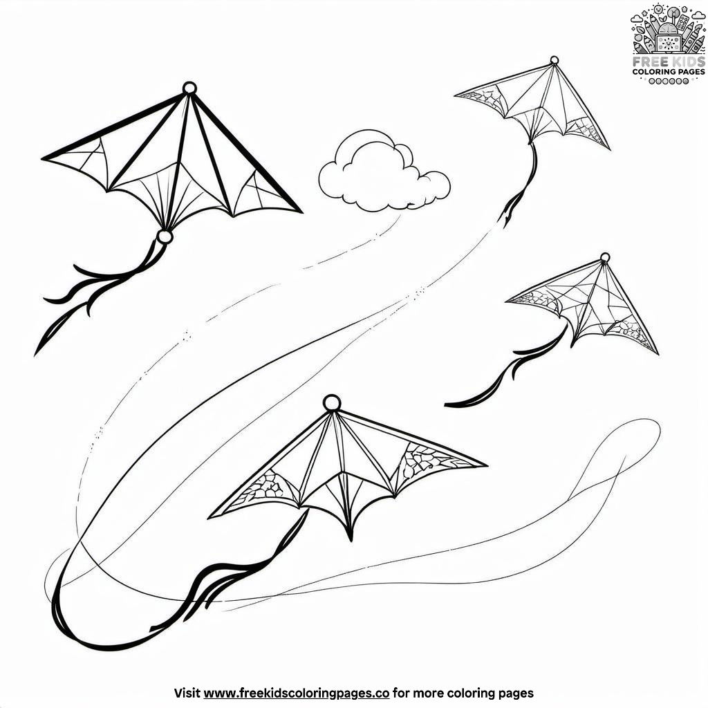 A happy child plays with a colorful kite on a sunny spring day worksheet