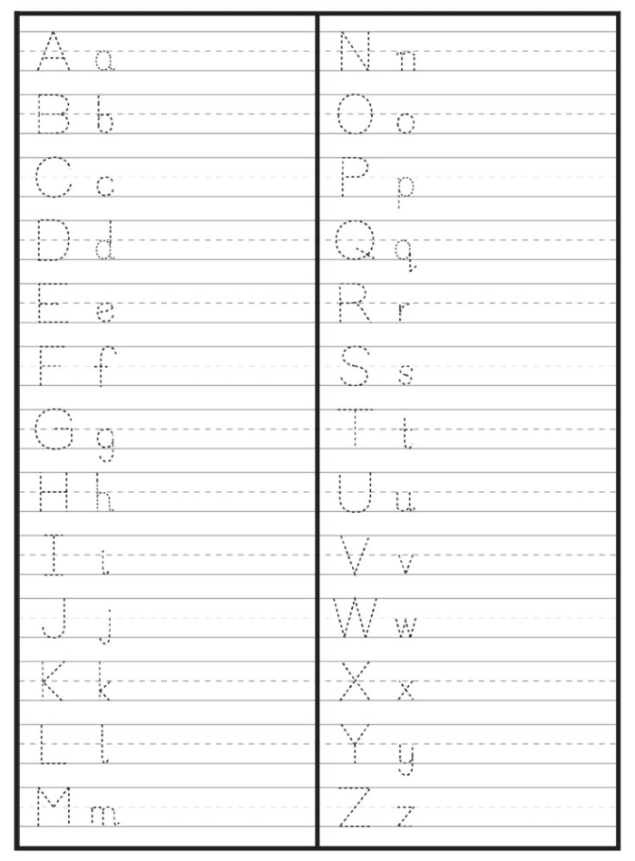 Tracing and writing activities for the letter A in a Pre-K worksheet