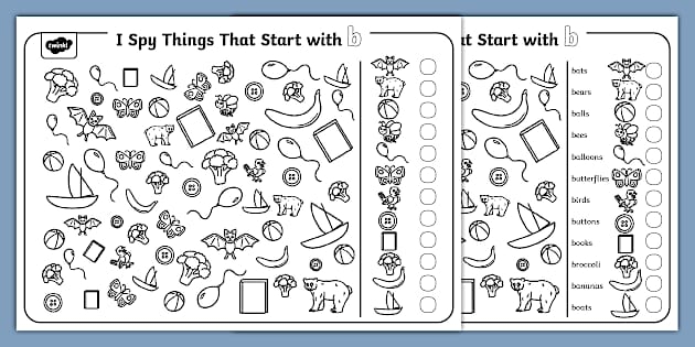 Worksheet featuring activities for words that begin with the letter B for Pre-K learners