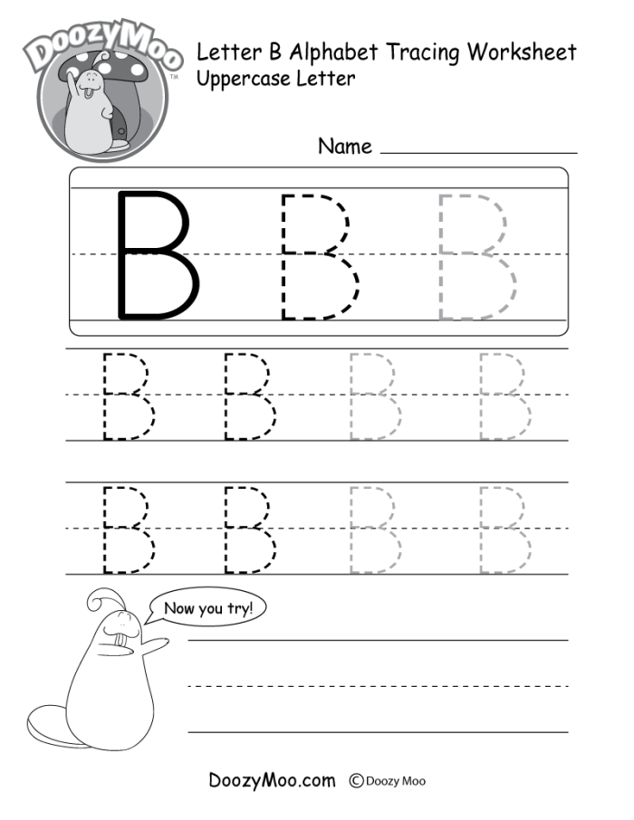Find the Letter B Uppercase Worksheet 17 Pre-K worksheet showing a friendly bear helping children identify and circle all the uppercase B letters