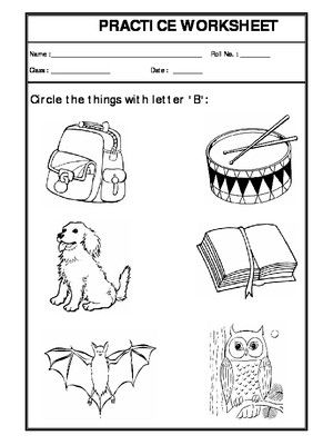 Worksheet featuring items that start with the letter B, designed for Pre-K reading skills. Fun alphabet game for young learners focusing on the letter B!