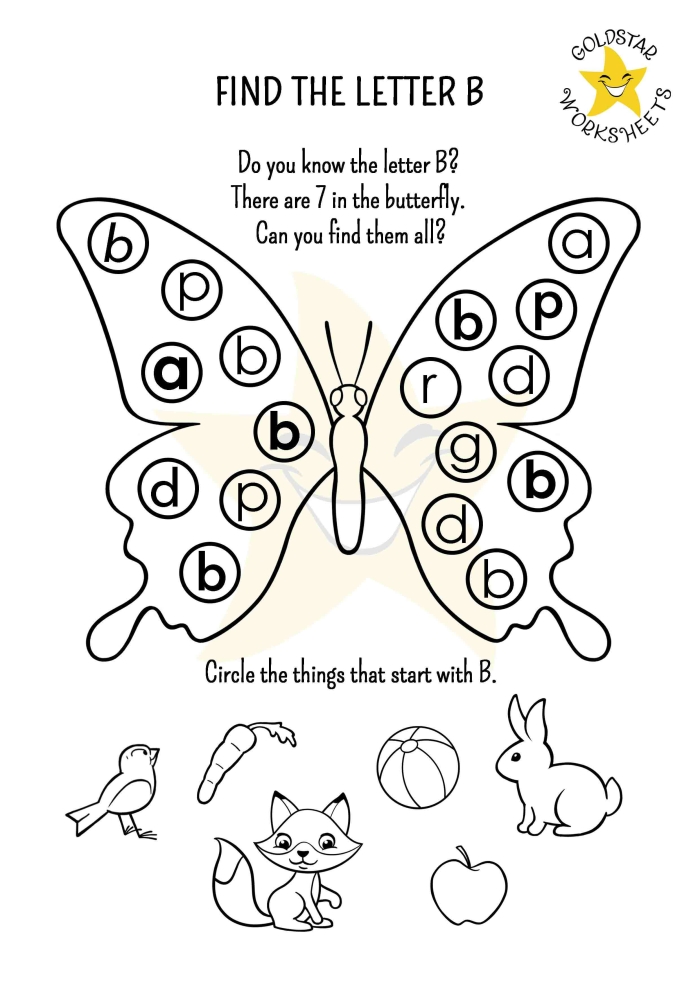 Statistics worksheet for Pre-K Worksheet featuring a bear searching for uppercase B's to enhance letter recognition skills. Educational activity for Pre-K students focused on identifying the letter B.