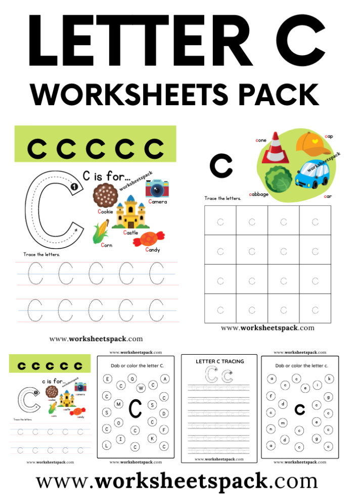 Worksheet featuring words that begin with the letter C for young learners