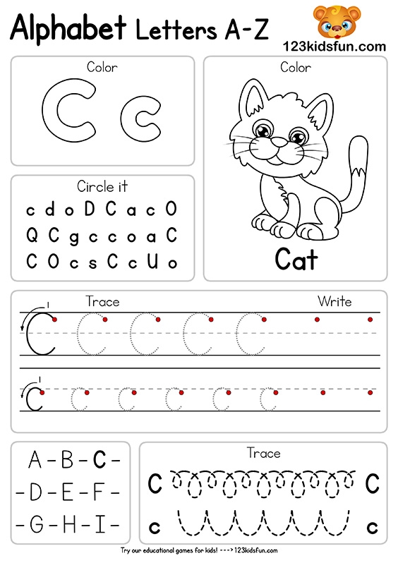 Practice Tracing the Letter C worksheet for Pre-K