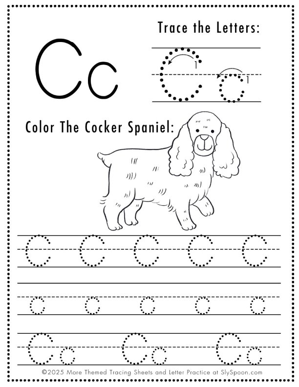 Practice Tracing the Letter C worksheet for Pre-K