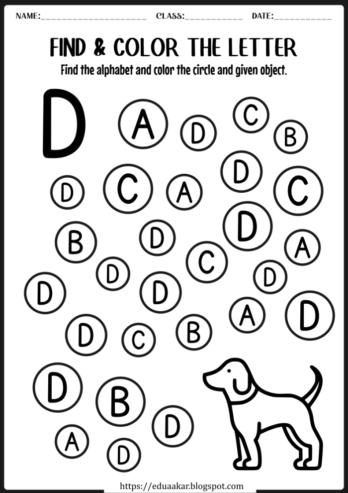 Engaging Letter Book: D activity for preschoolers and early grades Worksheet for identifying words that begin with the letter D for young learners
