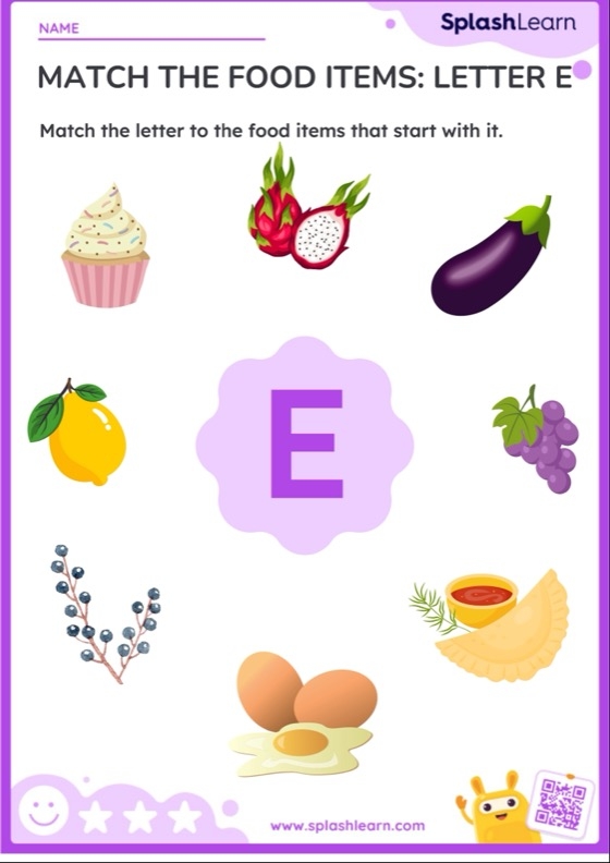 Things that start with the letter E for phonics practice in Pre-K