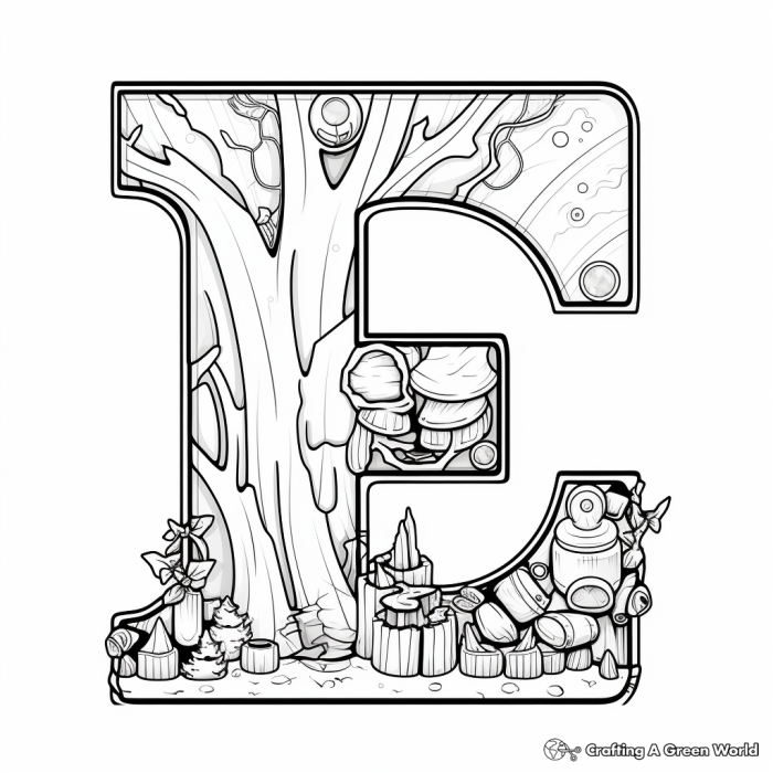 Pre-K worksheet page featuring letter E to color and trace for early alphabet learning
