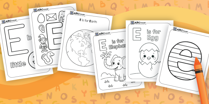 Coloring! E is for... worksheet for Pre-K