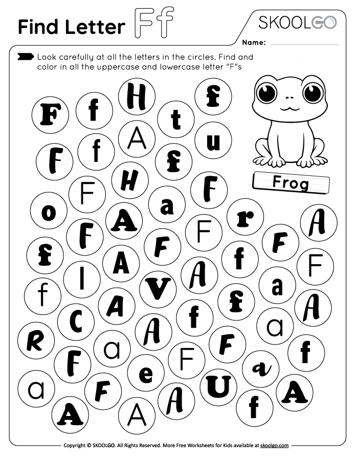 Engaging Letter Book: F worksheet for Pre-K and early elementary students Worksheet featuring a fun activity to find words beginning with the letter F for young learners