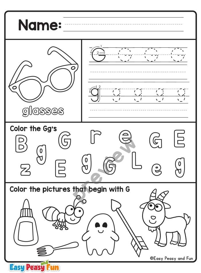 Engaging G letter activity for preschool and early elementary students Worksheet featuring words that begin with the letter G for young learners